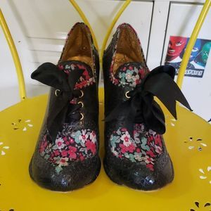 Irregular choice floral snake skin heels